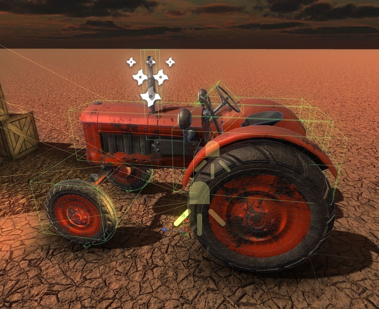 Old Tractor Game Ready Low Poly Low-poly 3D model_12