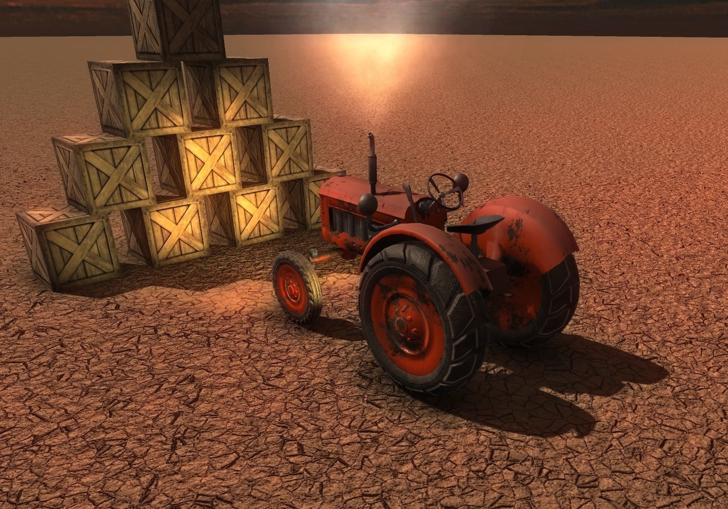 Old Tractor Game Ready Low Poly Low-poly 3D model_2