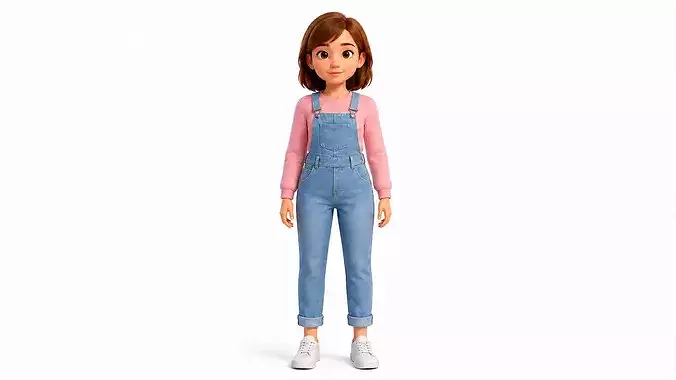 Stylized Girl Character Rigged Animated Game Ready