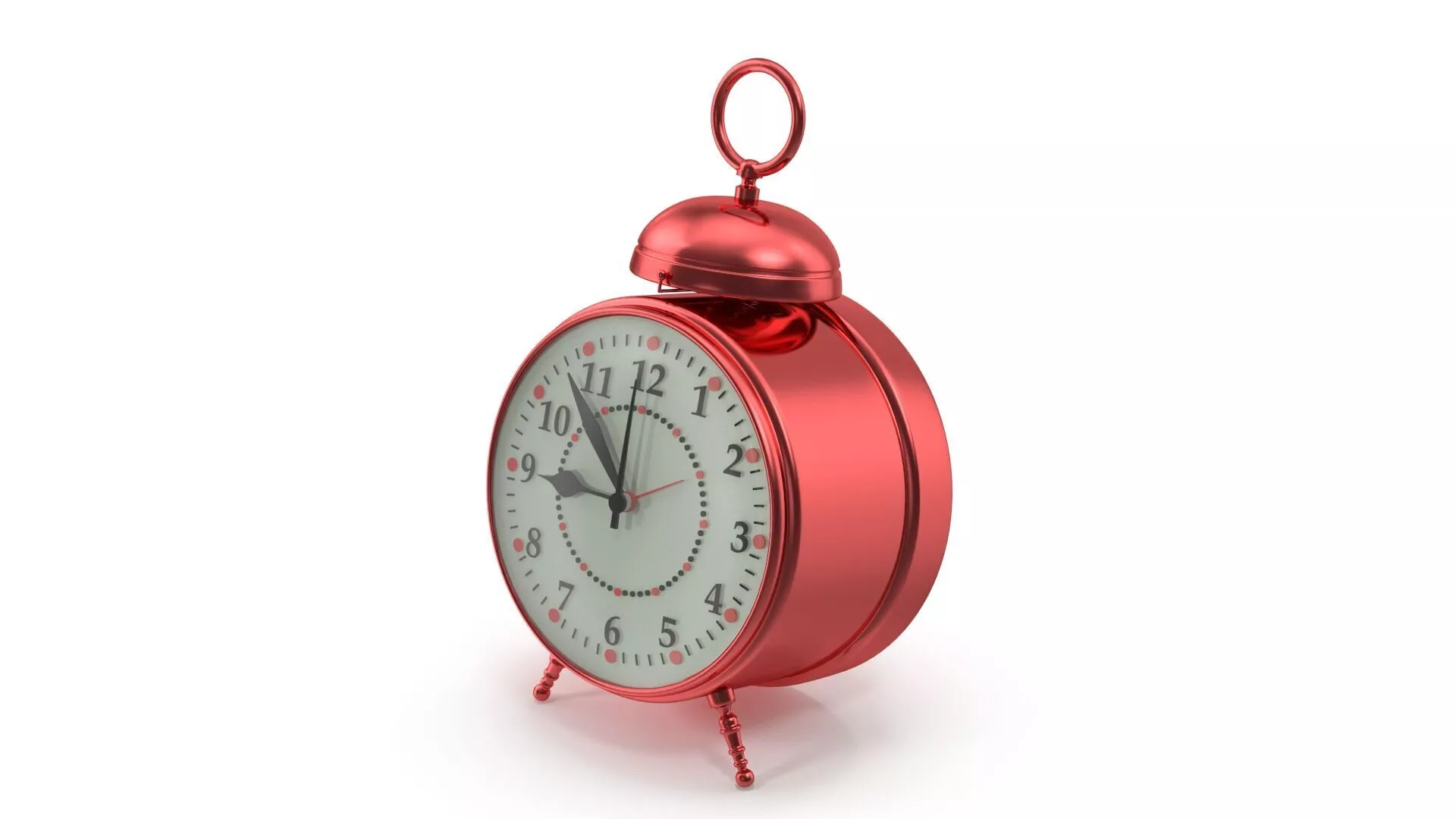 Vintage Red Alarm Clock 3D Model 3D model