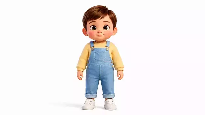 Stylized Toddler Boy Character Rigged Animated Game Ready