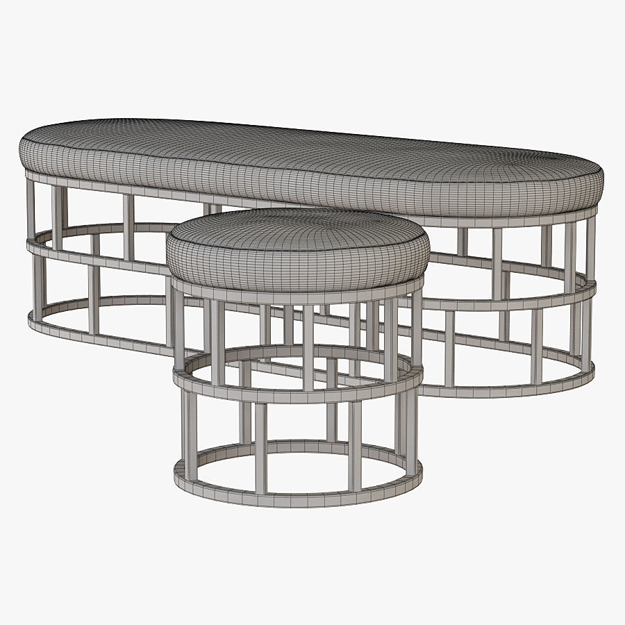 Banquet and pouf Riviera 3D model_4