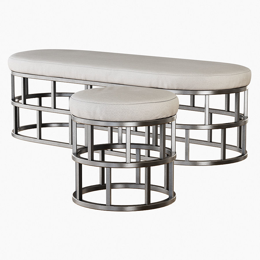 Banquet and pouf Riviera 3D model_2