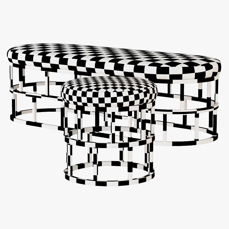 Banquet and pouf Riviera 3D model_5