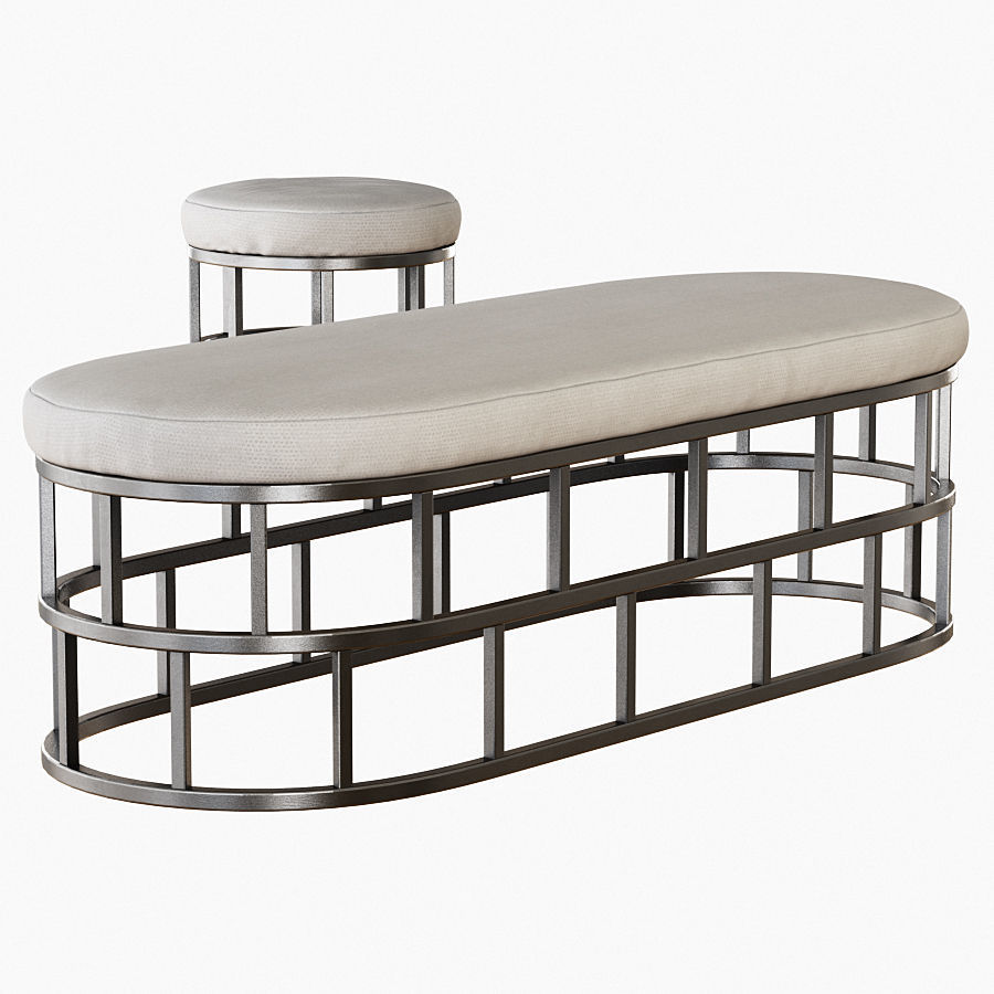 Banquet and pouf Riviera 3D model_1