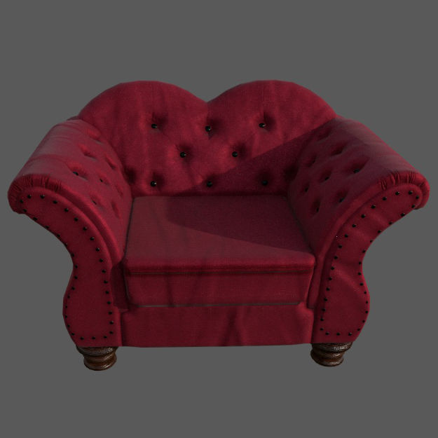 Traditional armchair Low-poly 3D model_2