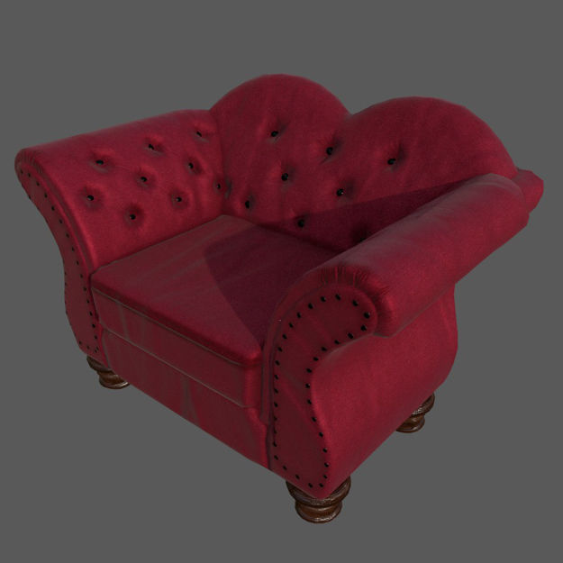 Traditional armchair Low-poly 3D model_1
