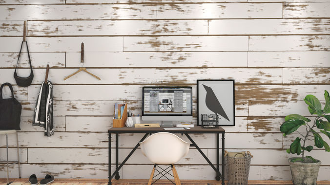 Modular 8K Shiplap Wall - 2 Models 3D model