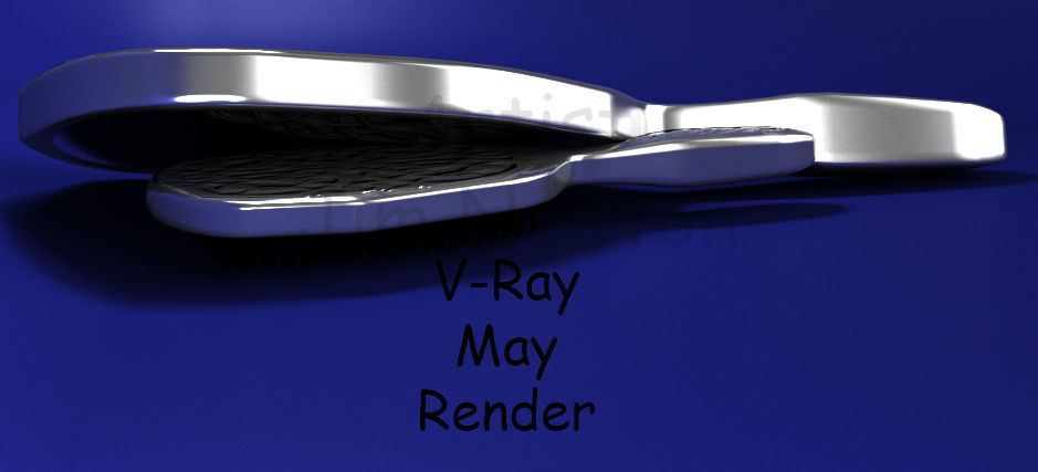 silver Hair Brush and Mirror Set 3D model_5