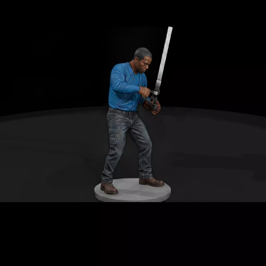 Construction Worker with Long Cutting Bar 3D print model