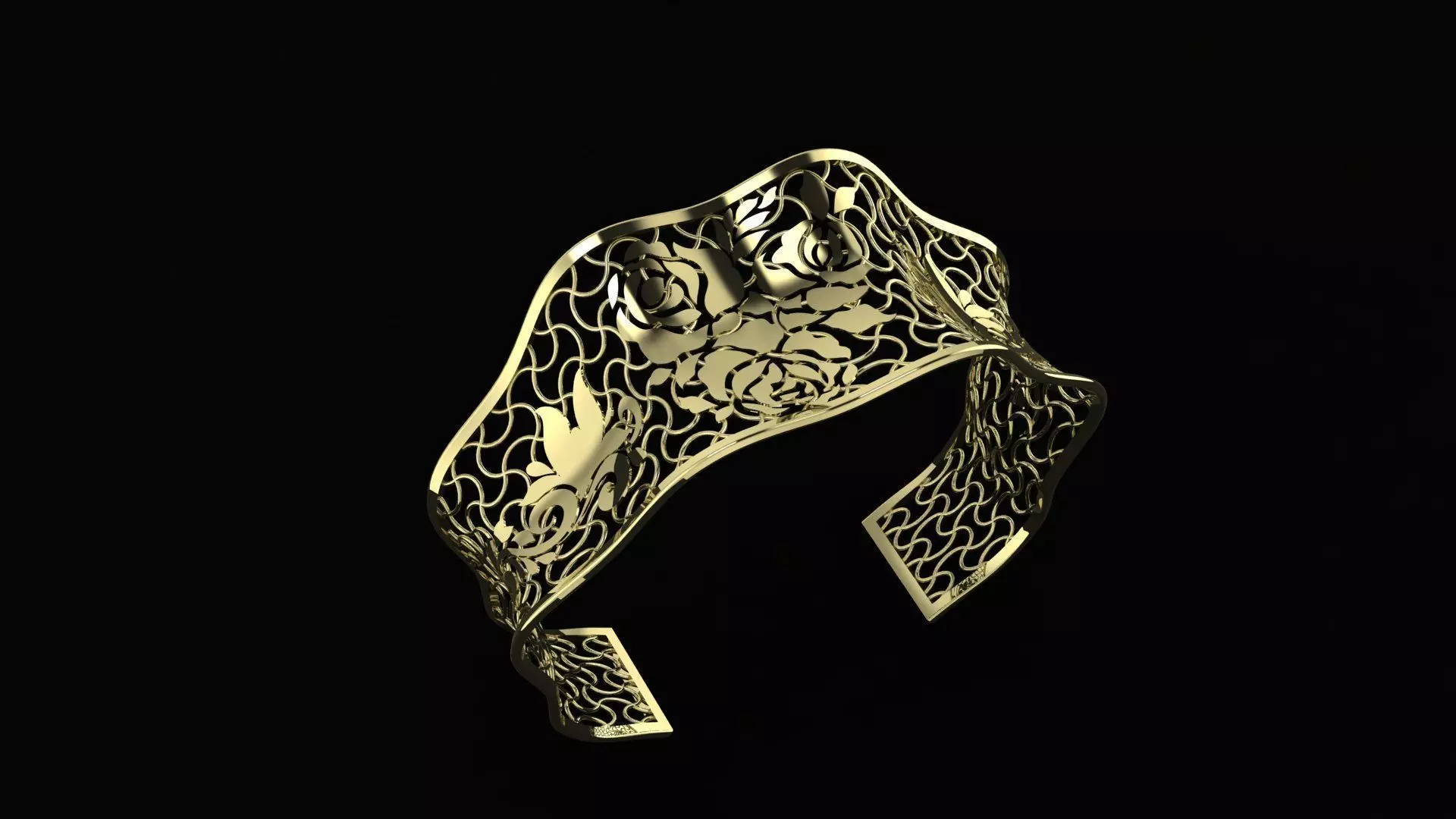 Gold bracelet 3D print model 3D print model_0