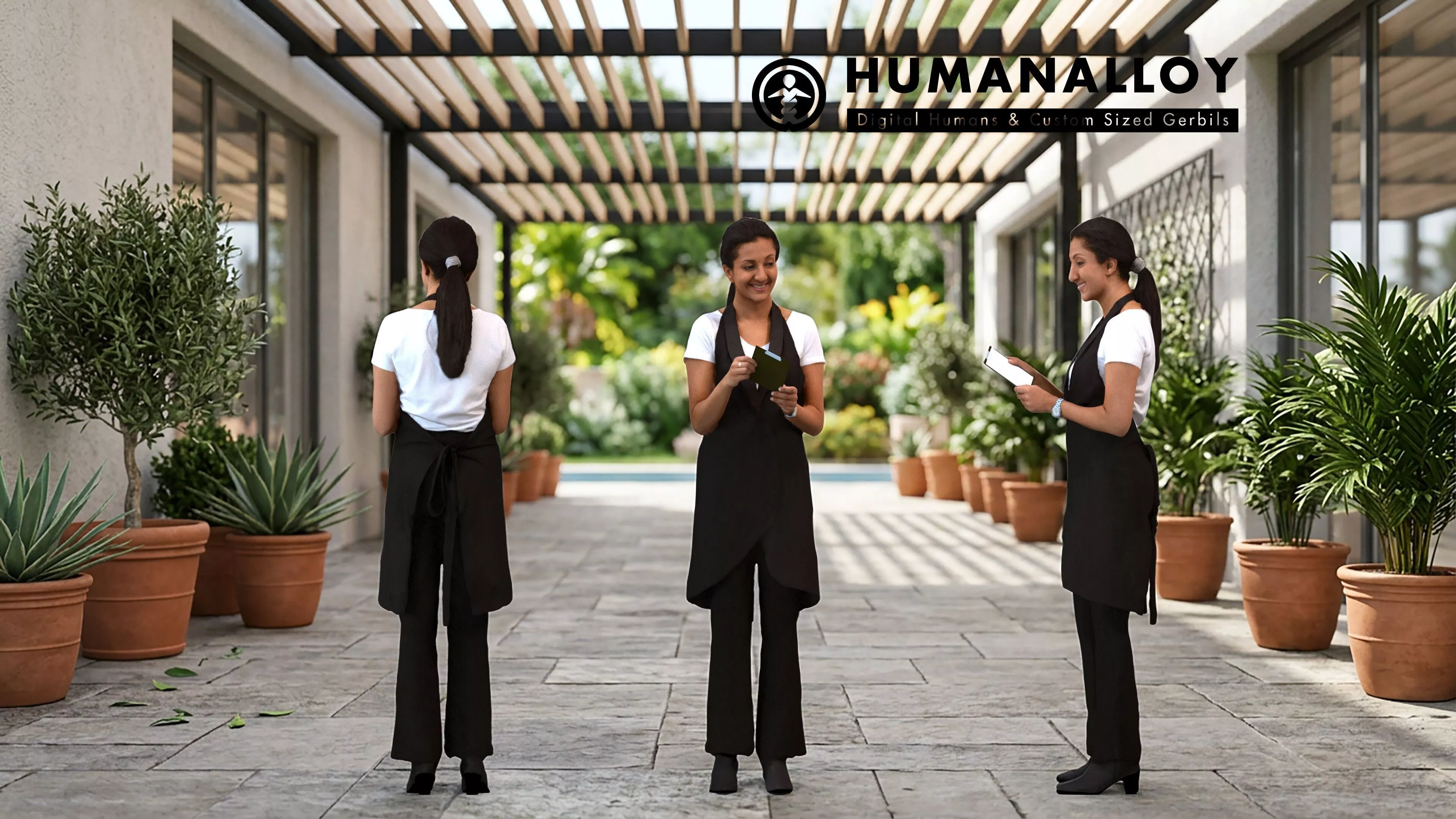 Adult Indian woman standing in hospitality uniform for summer 3D model