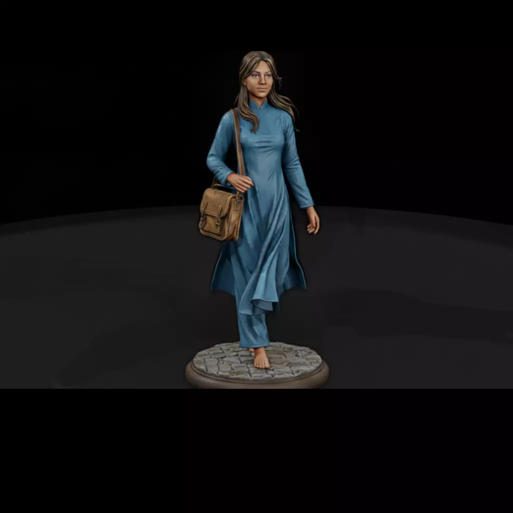 Civilian Woman in Di Walking Shoulder Bag 3D print model