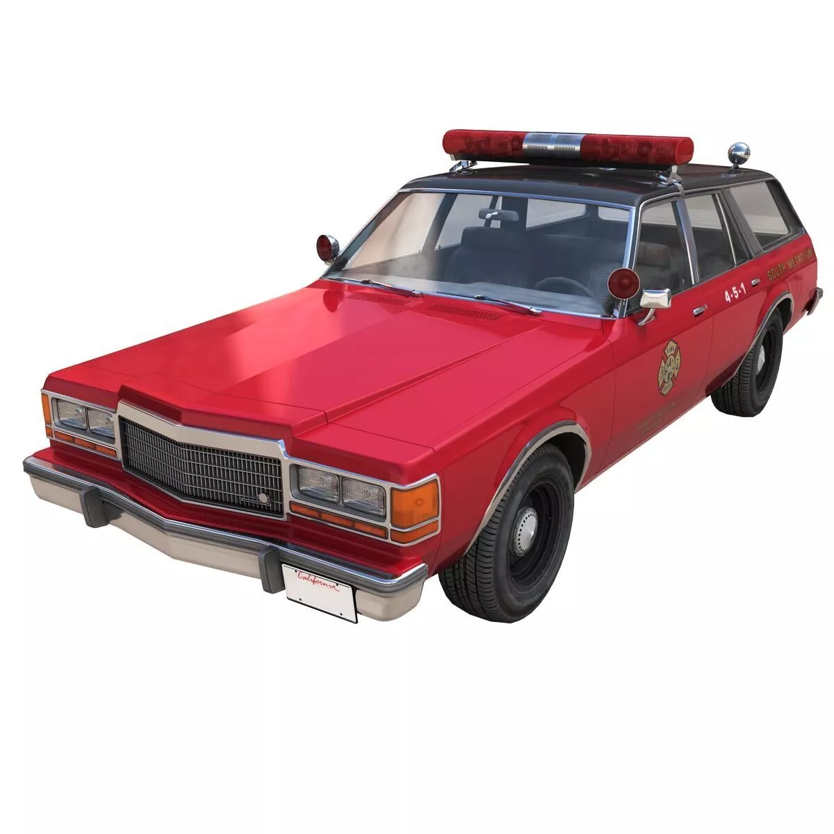 80s Fire Chief Station Wagon Low-poly 3D model
