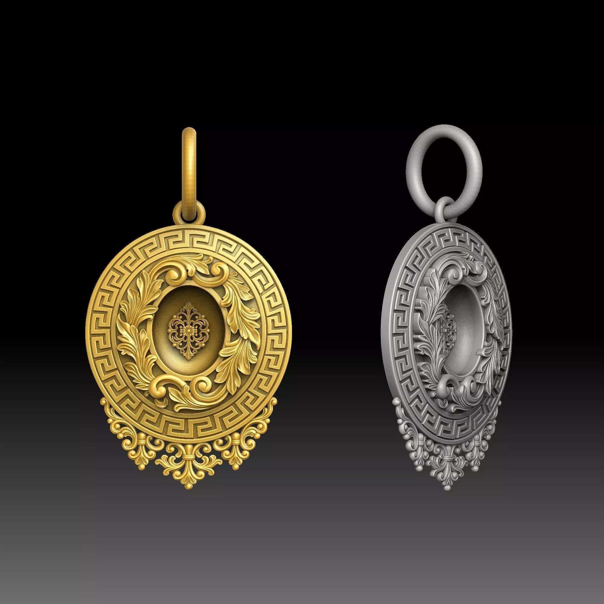 Shadow Oval Medallions- one inch pendant 3D print model