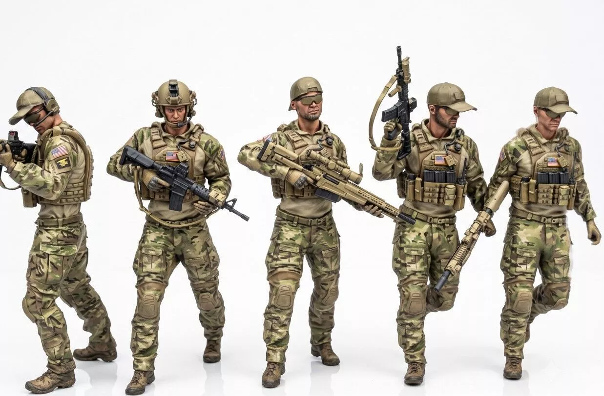 Pack 5 American Special Forces Special Ops Figures v2 3D print model