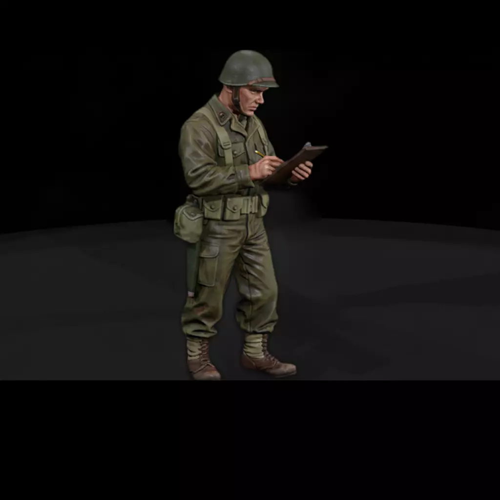 WWII US Army Resting Soldier Writing 3D print model