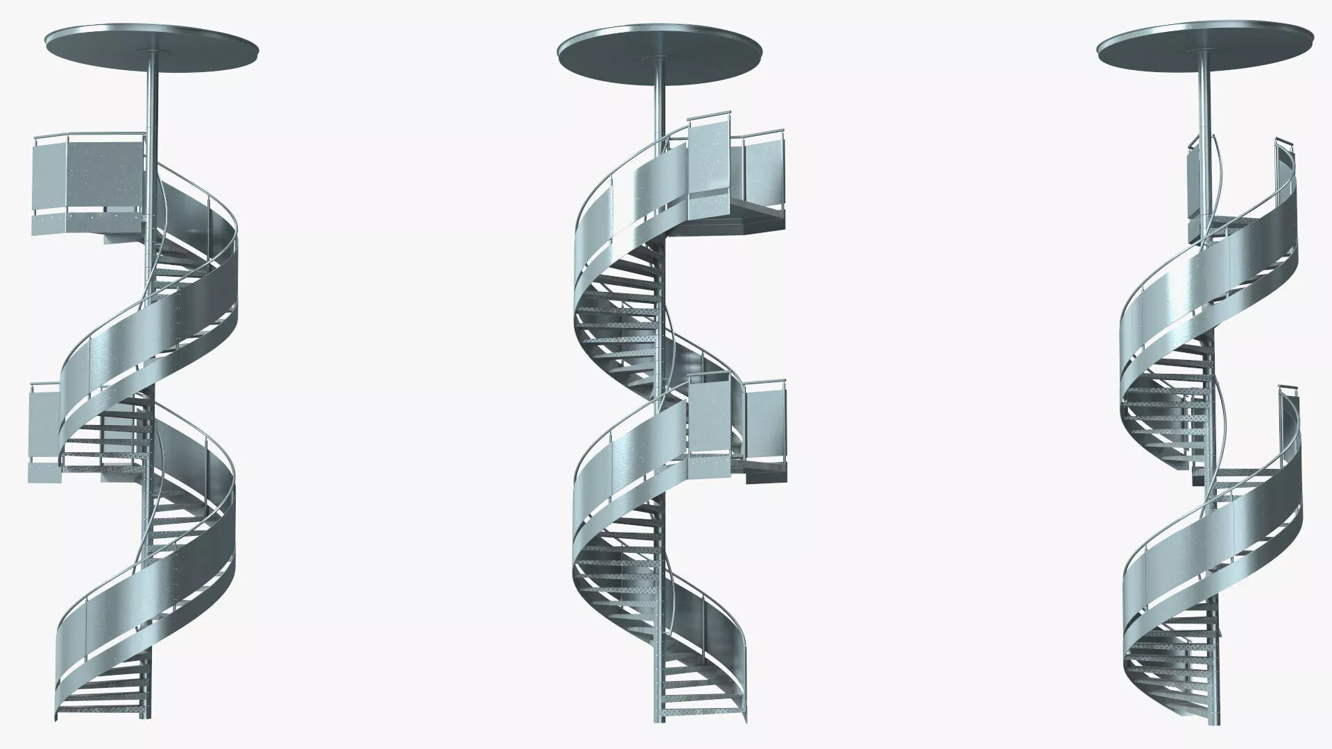 Closed Side Spiral Fire Escape Stairs 3D model