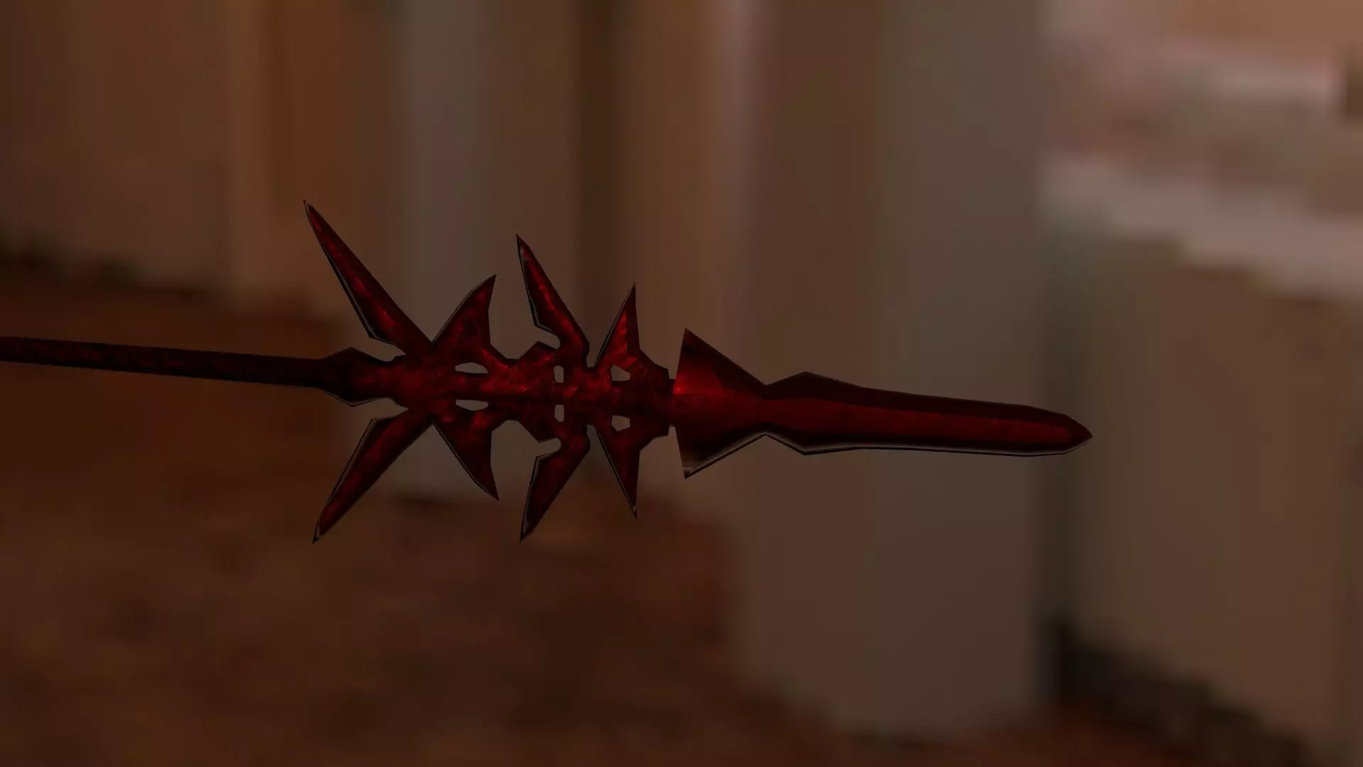 Spear sword with spikes Free low-poly 3D model