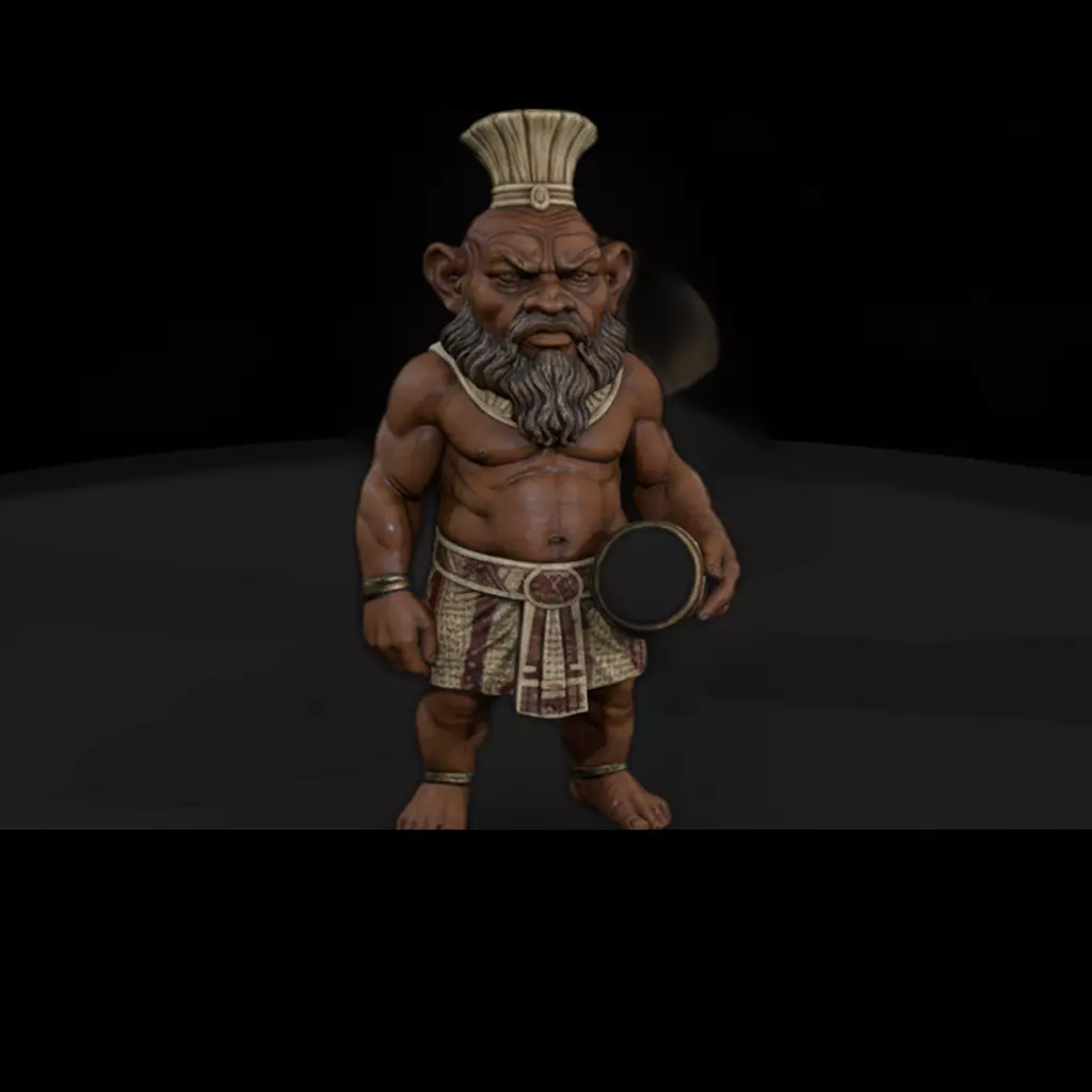 Bes Stylized Egyptian Household Deity Miniature 3D print model
