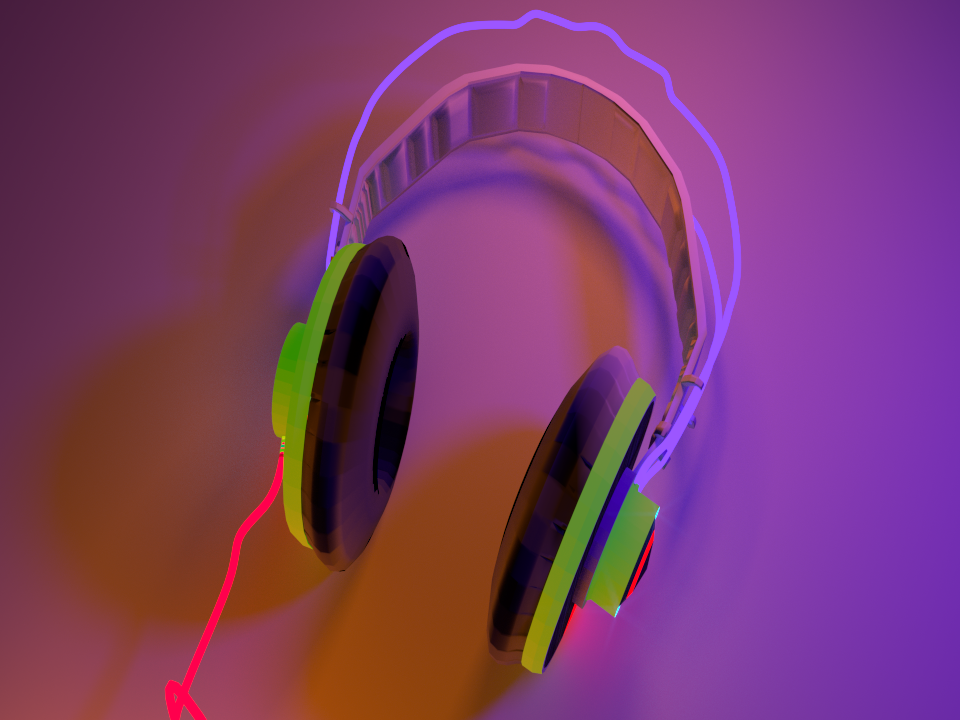 Stylized Head Phones 3D model_2