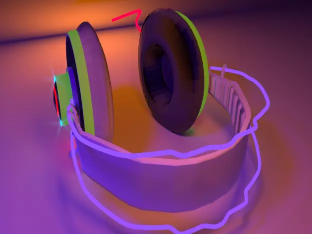 Stylized Head Phones 3D model_0
