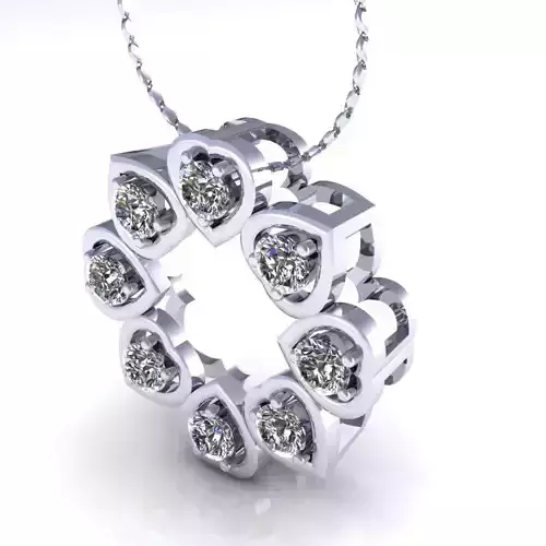 Round Heart Diamond Pendant