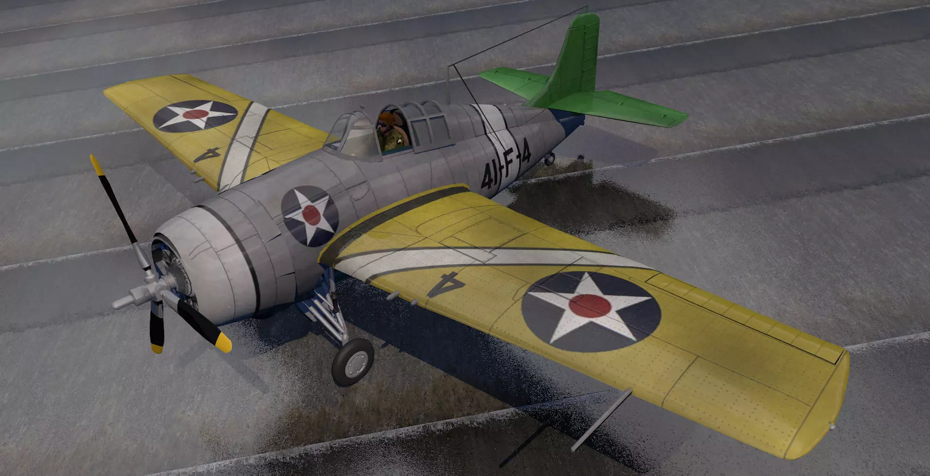 Grumman F4F-3 Wildcat 3D model_0