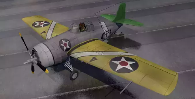 Grumman F4F-3 Wildcat 3D model