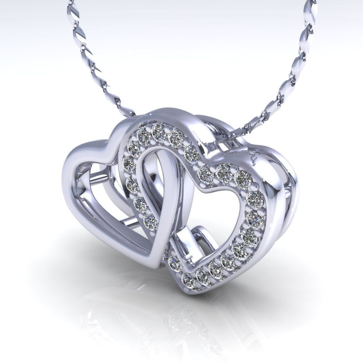 Twin Heart Pendant 3D print model_4