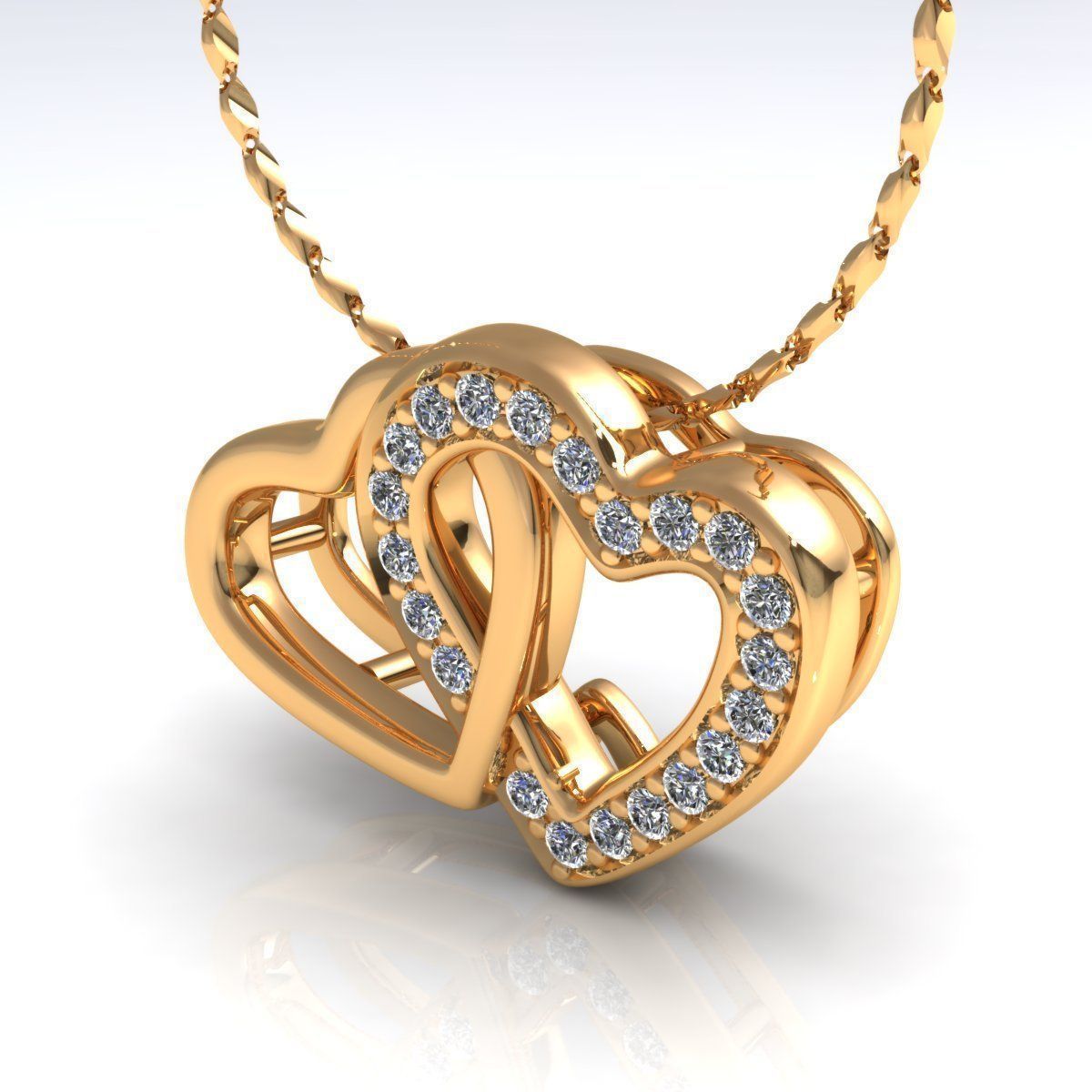Twin Heart Pendant 3D print model_5