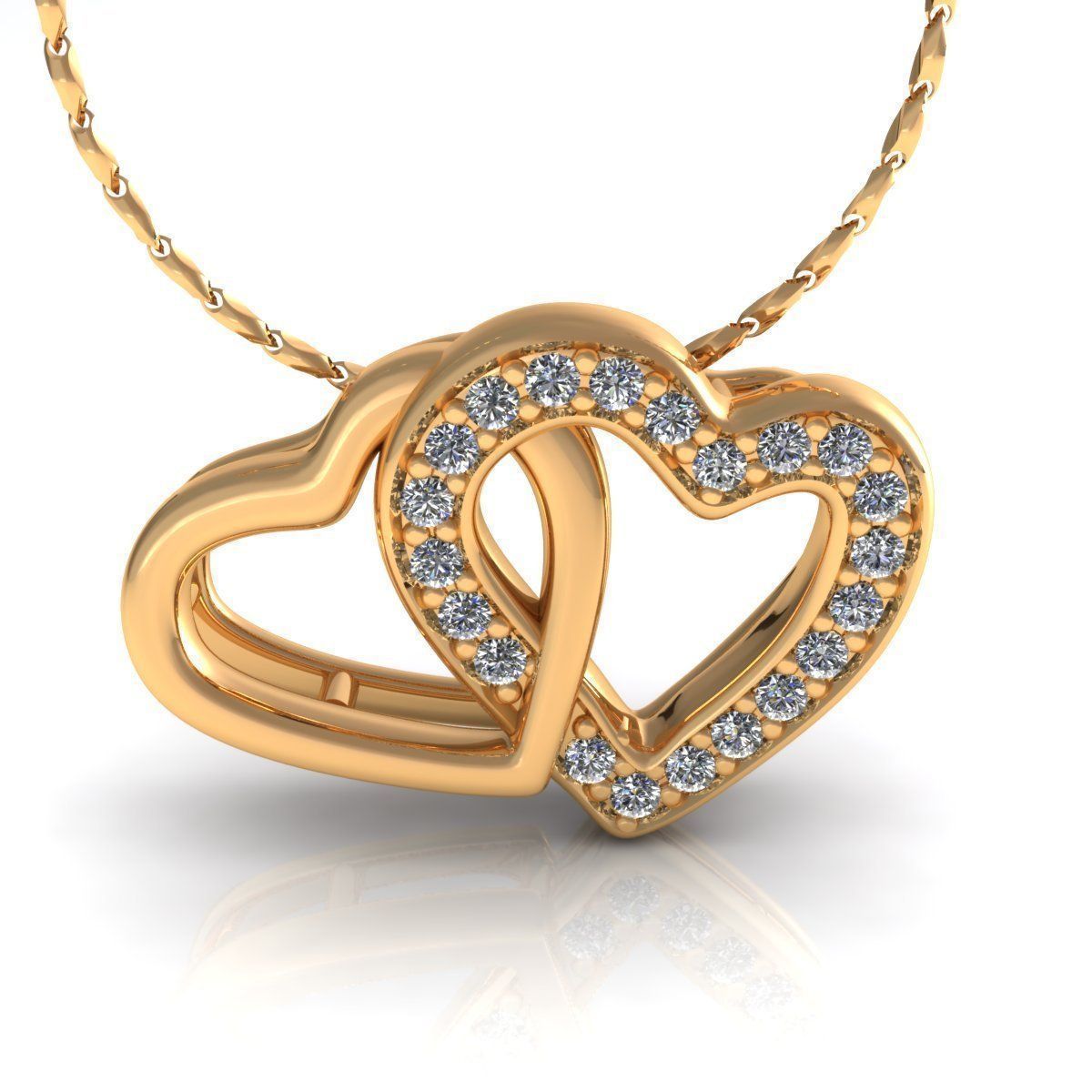 Twin Heart Pendant 3D print model_1
