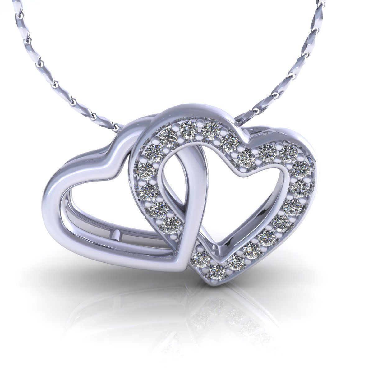 Twin Heart Pendant 3D print model_2