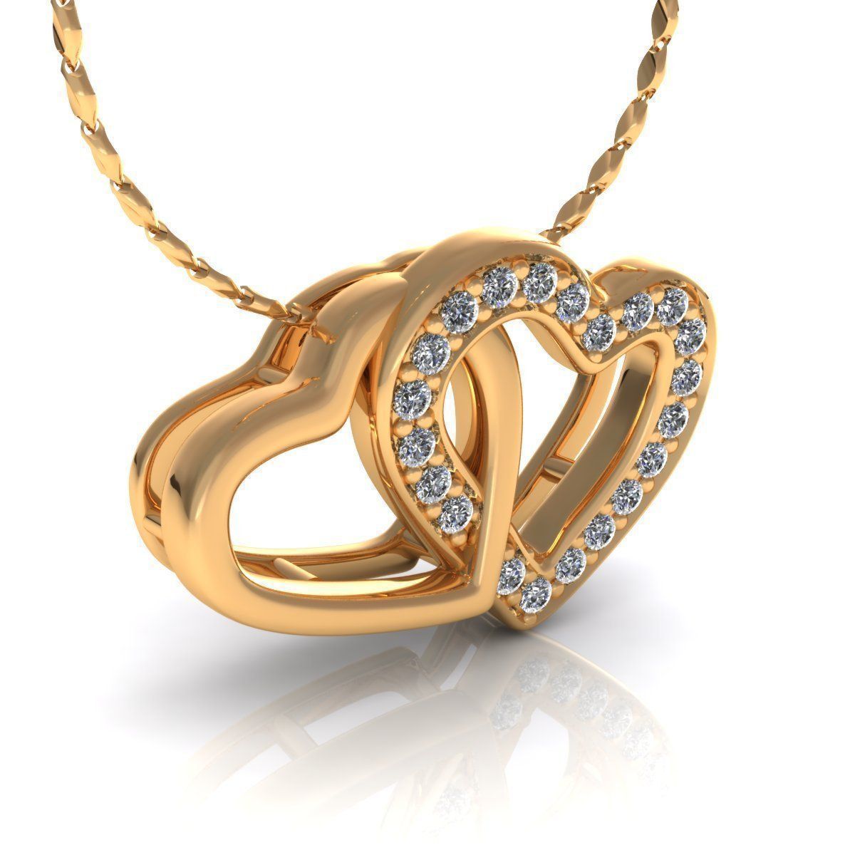 Twin Heart Pendant 3D print model_3