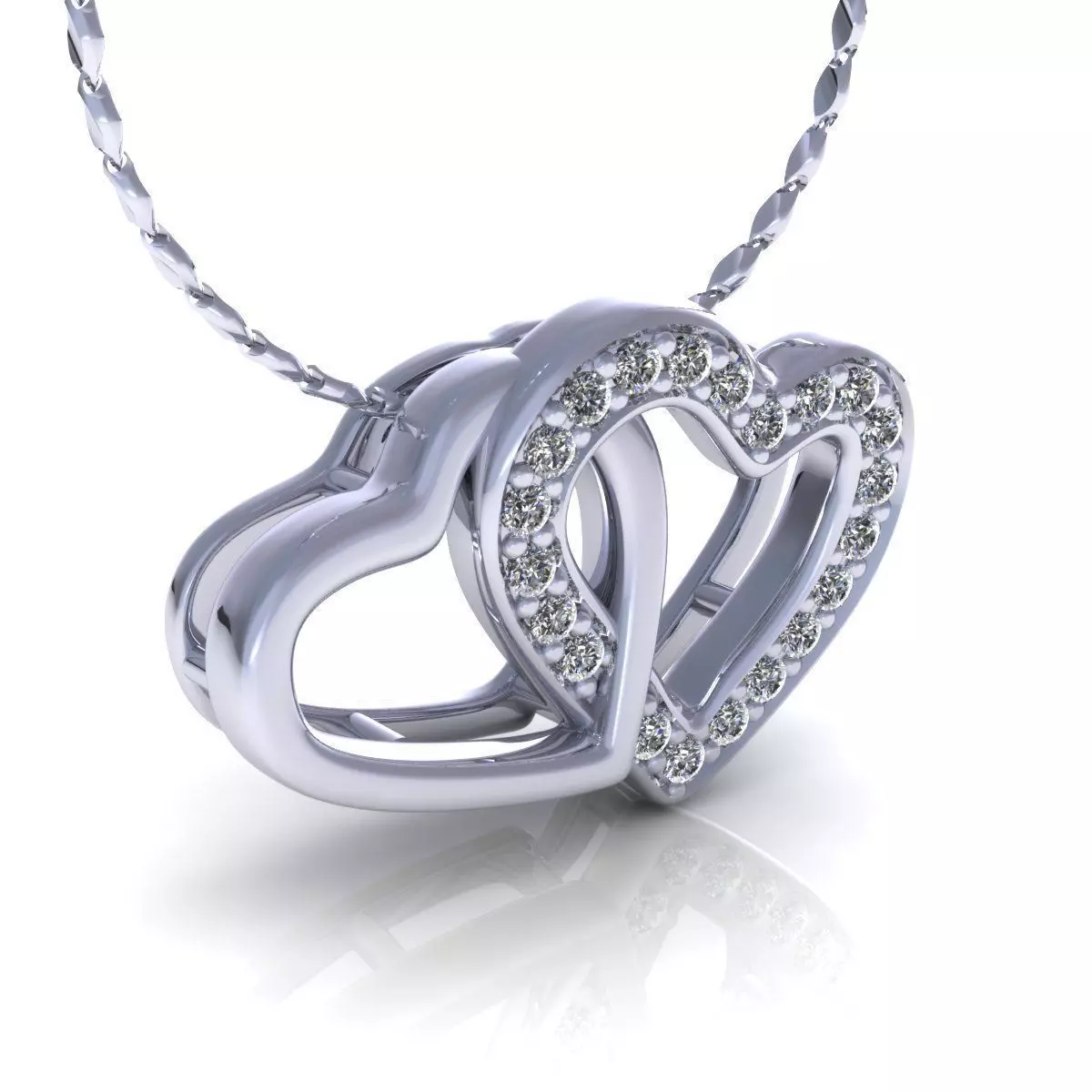 Twin Heart Pendant 3D print model_0