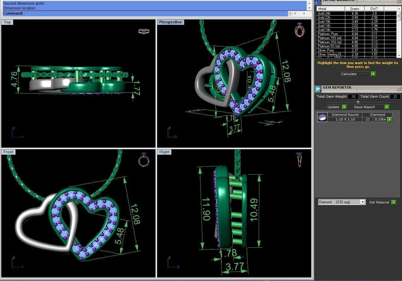 Twin Heart Pendant 3D print model_6