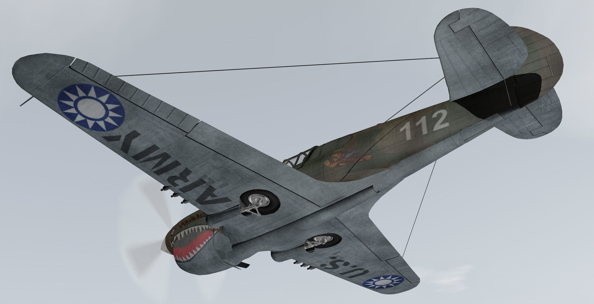 Curtiss P-40E Warhawk 3D model_9