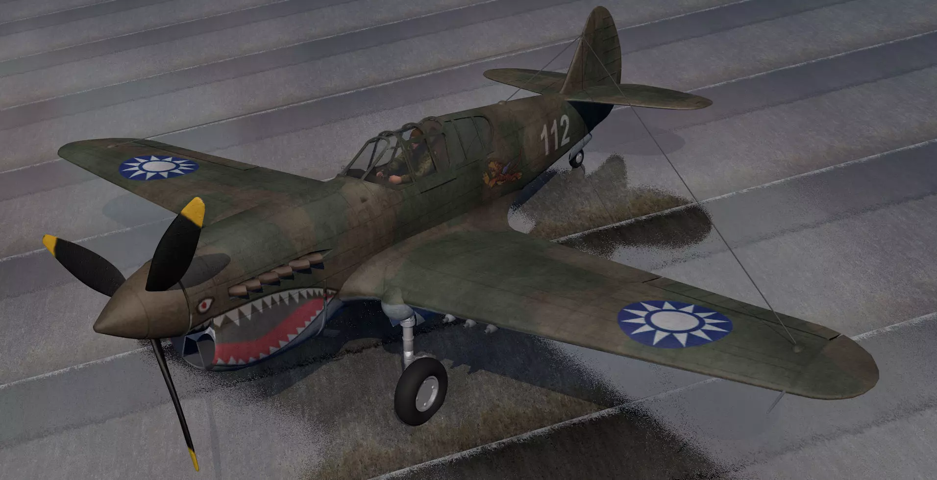 Curtiss P-40E Warhawk 3D model_0