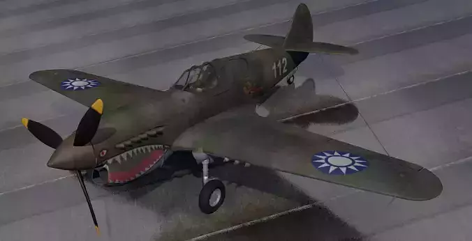 Curtiss P-40E Warhawk 3D model Curtiss P-40E Warhawk 3D model