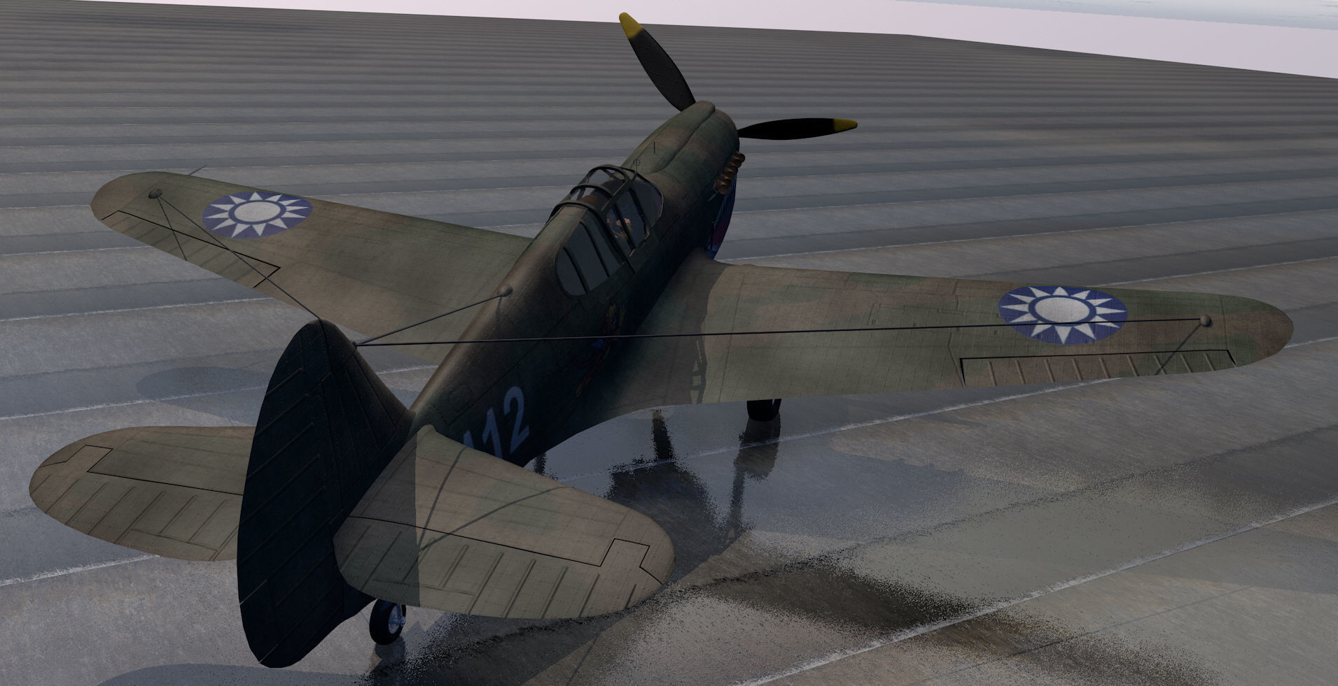Curtiss P-40E Warhawk 3D model_4