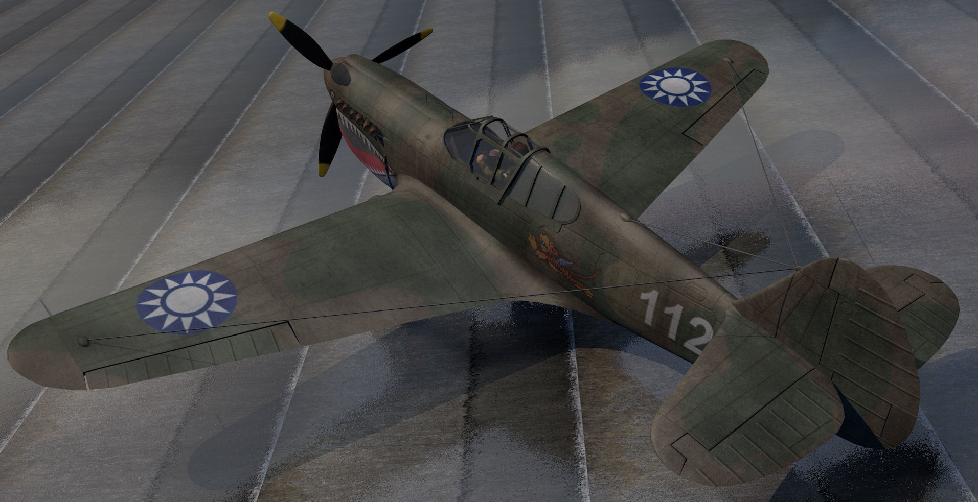Curtiss P-40E Warhawk 3D model_3