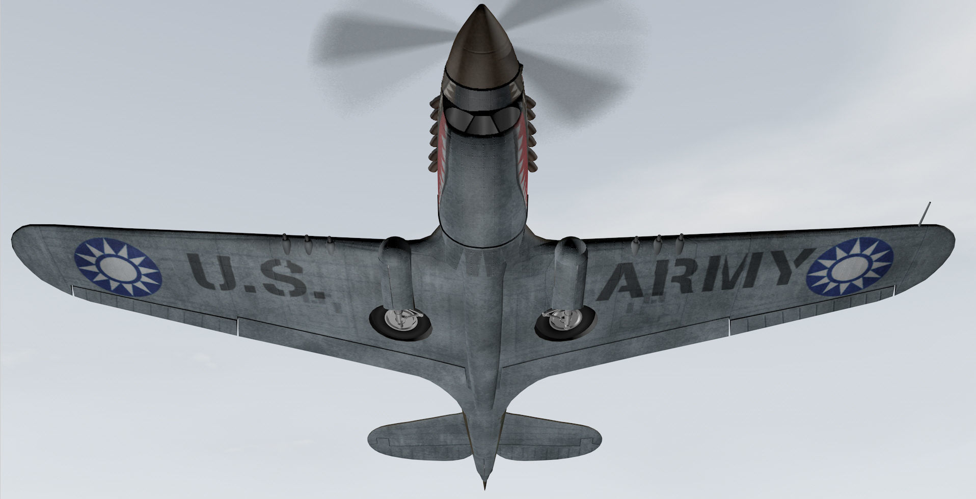 Curtiss P-40E Warhawk 3D model_10