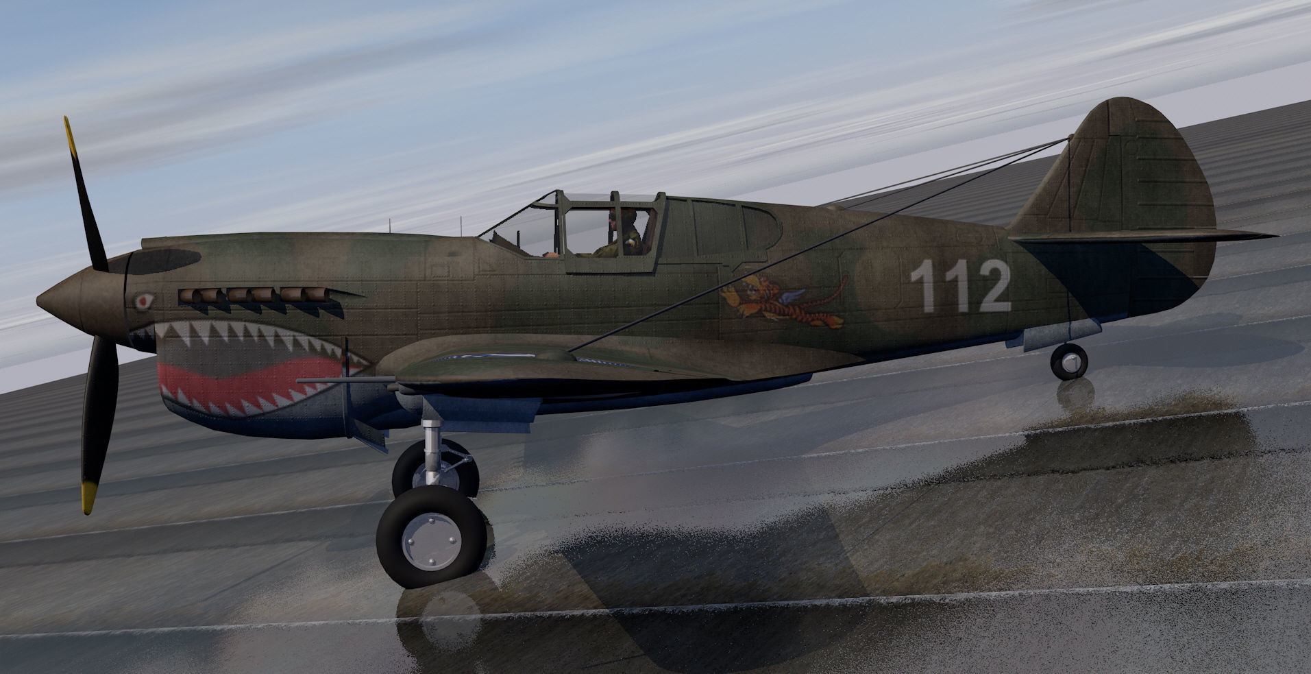 Curtiss P-40E Warhawk 3D model_7