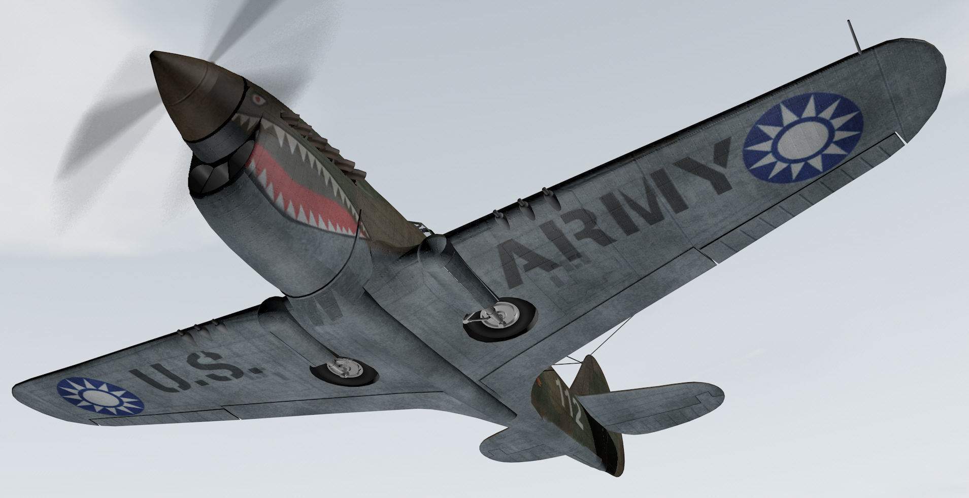 Curtiss P-40E Warhawk 3D model_11