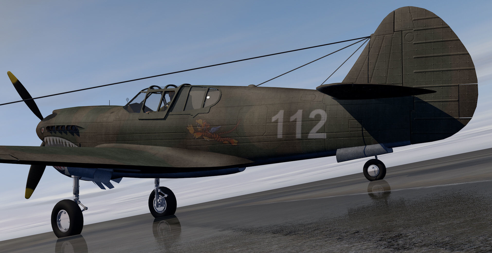 Curtiss P-40E Warhawk 3D model_2