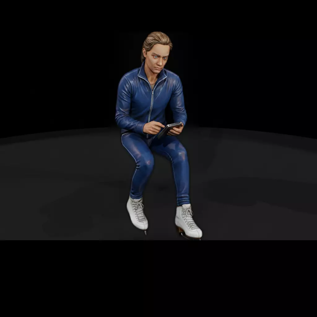 Seated Ice Skater Female Holding Small Rectangular 3D print model