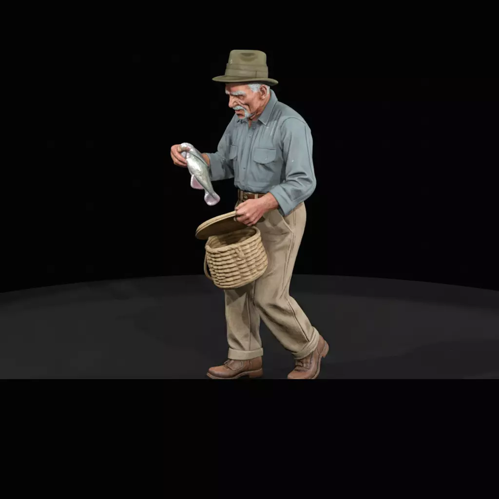 1930s Fisherman Standing Male Figure 3D print model