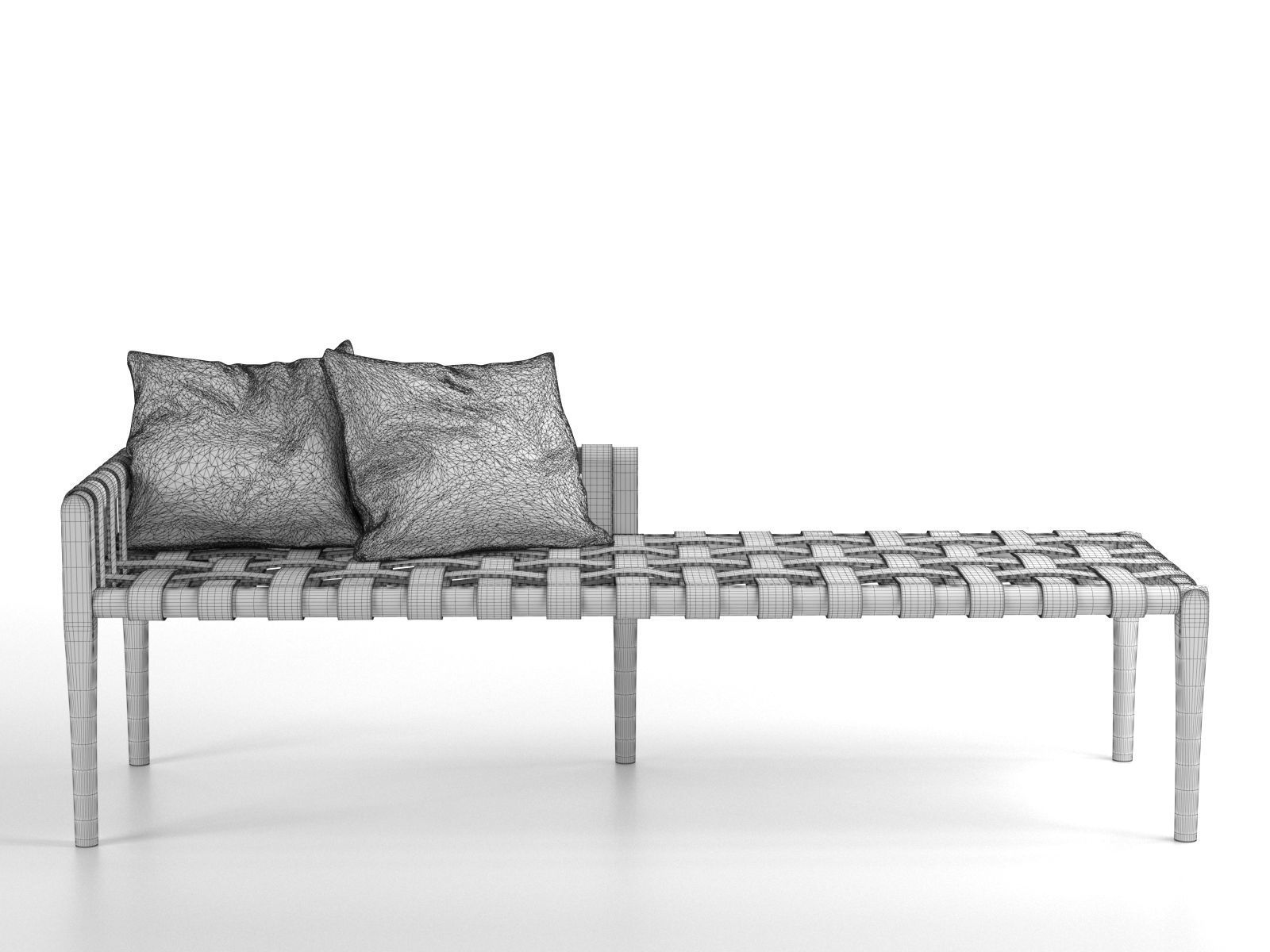 Woven Leather Bench 3D model_3