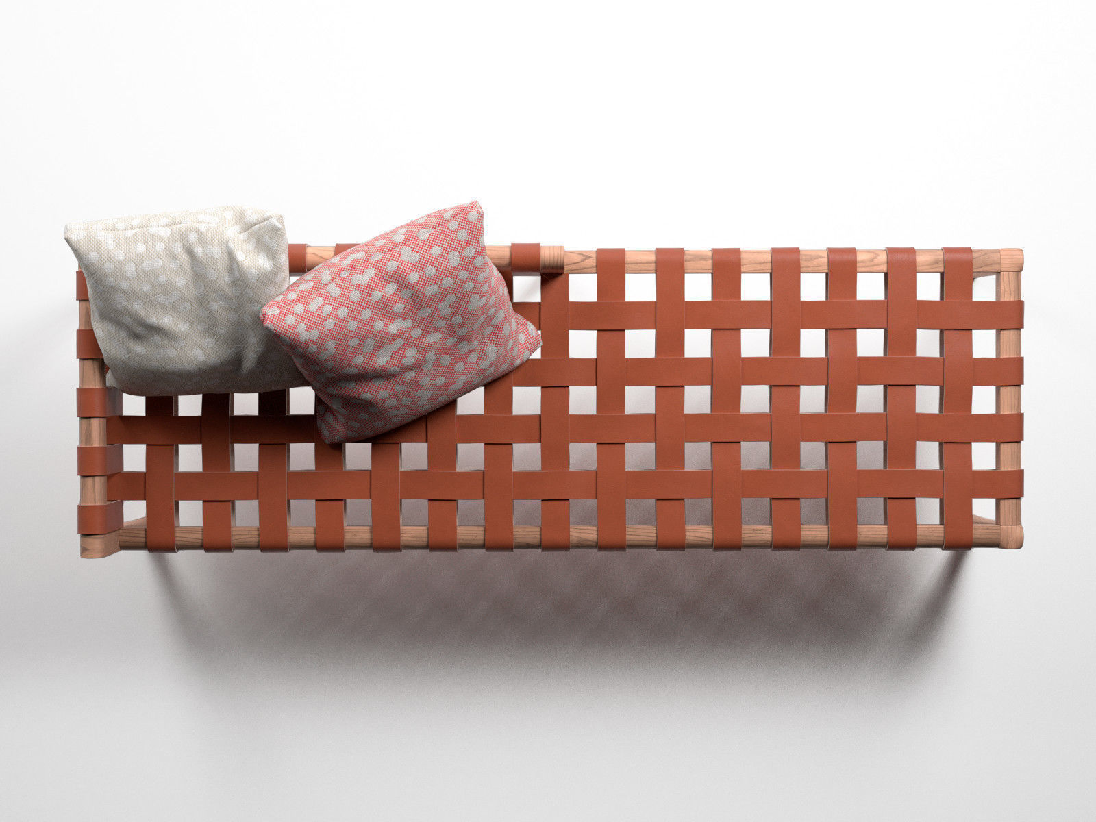 Woven Leather Bench 3D model_2