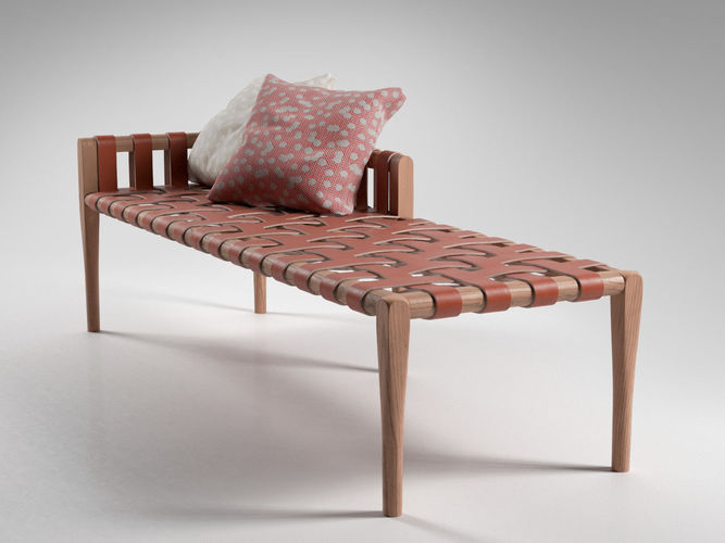 Woven Leather Bench 3D model